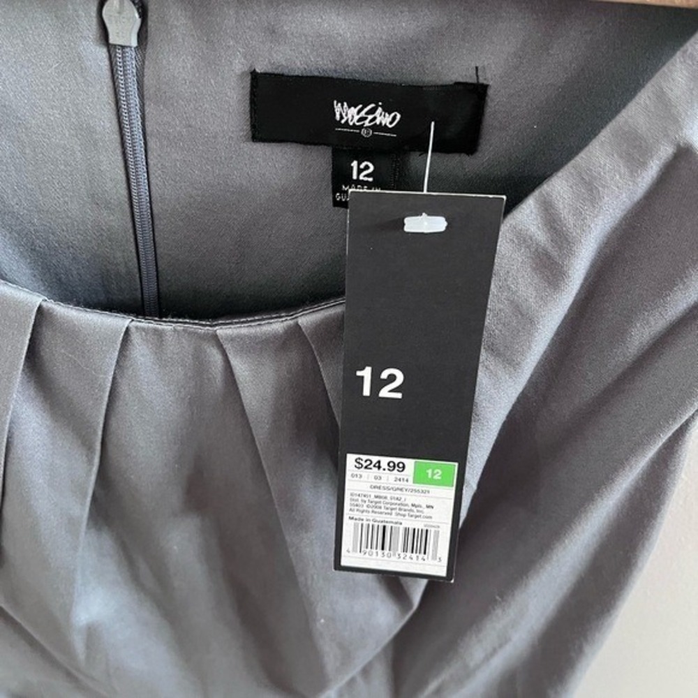 Mossimo Supply Co. Gray Sleeveless Pleated Neck Sheath Midi Dress Sz. 12 Bodycon - Picture 3 of 8